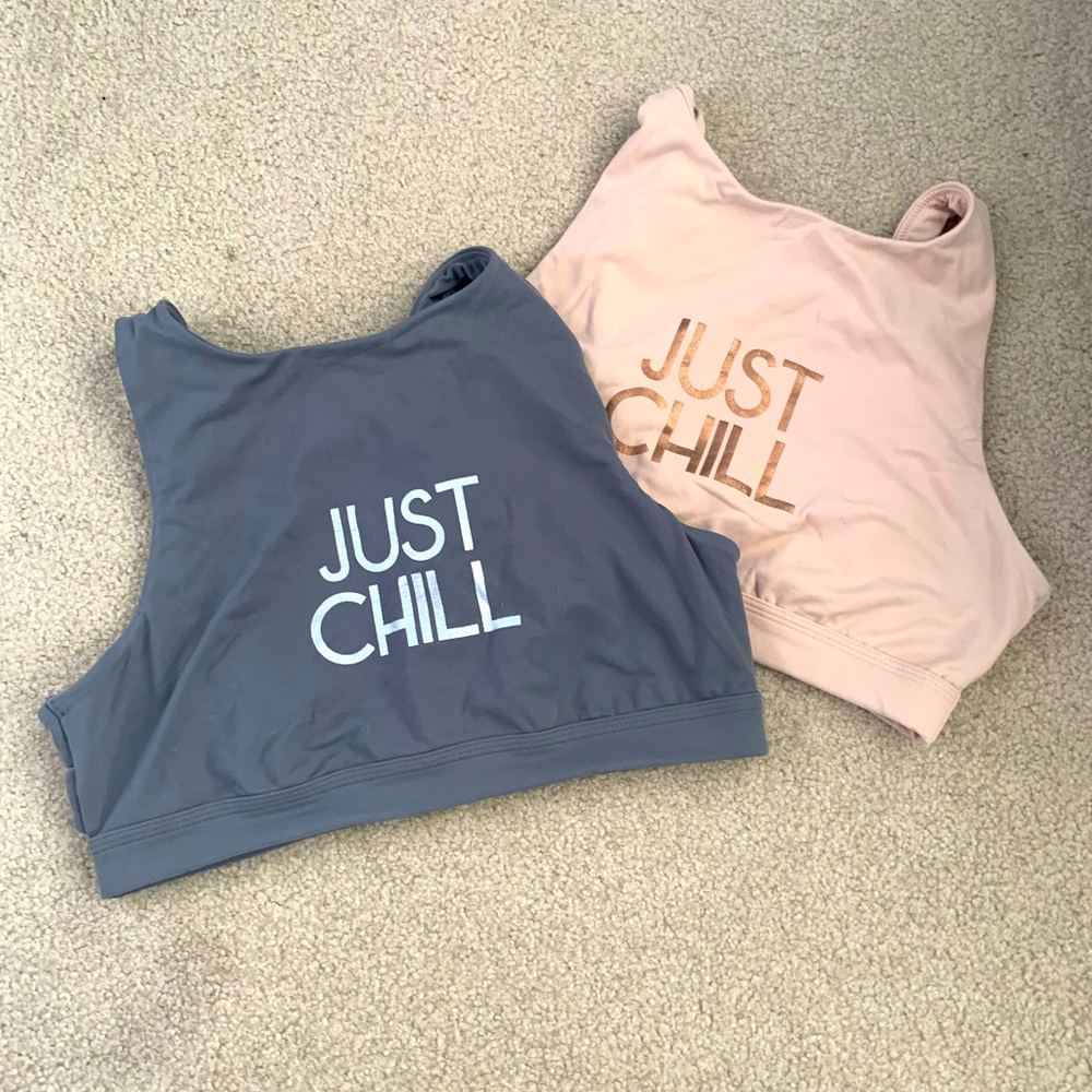 Aerie Pink & Gray Bras Sports Graphic